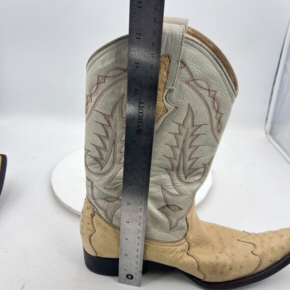 Yoncer Men Size 8 Cream White Leather Pointed Toe Pull On Western Cowboy Boot - Picture 13 of 14
